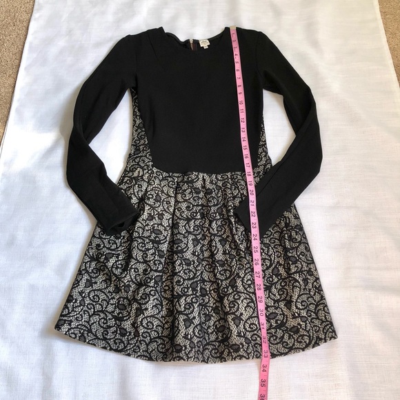 Aritzia Wilfred Black Gray Lace Fit & Flare Long Sleeve Dress Size 2 - Picture 8 of 11